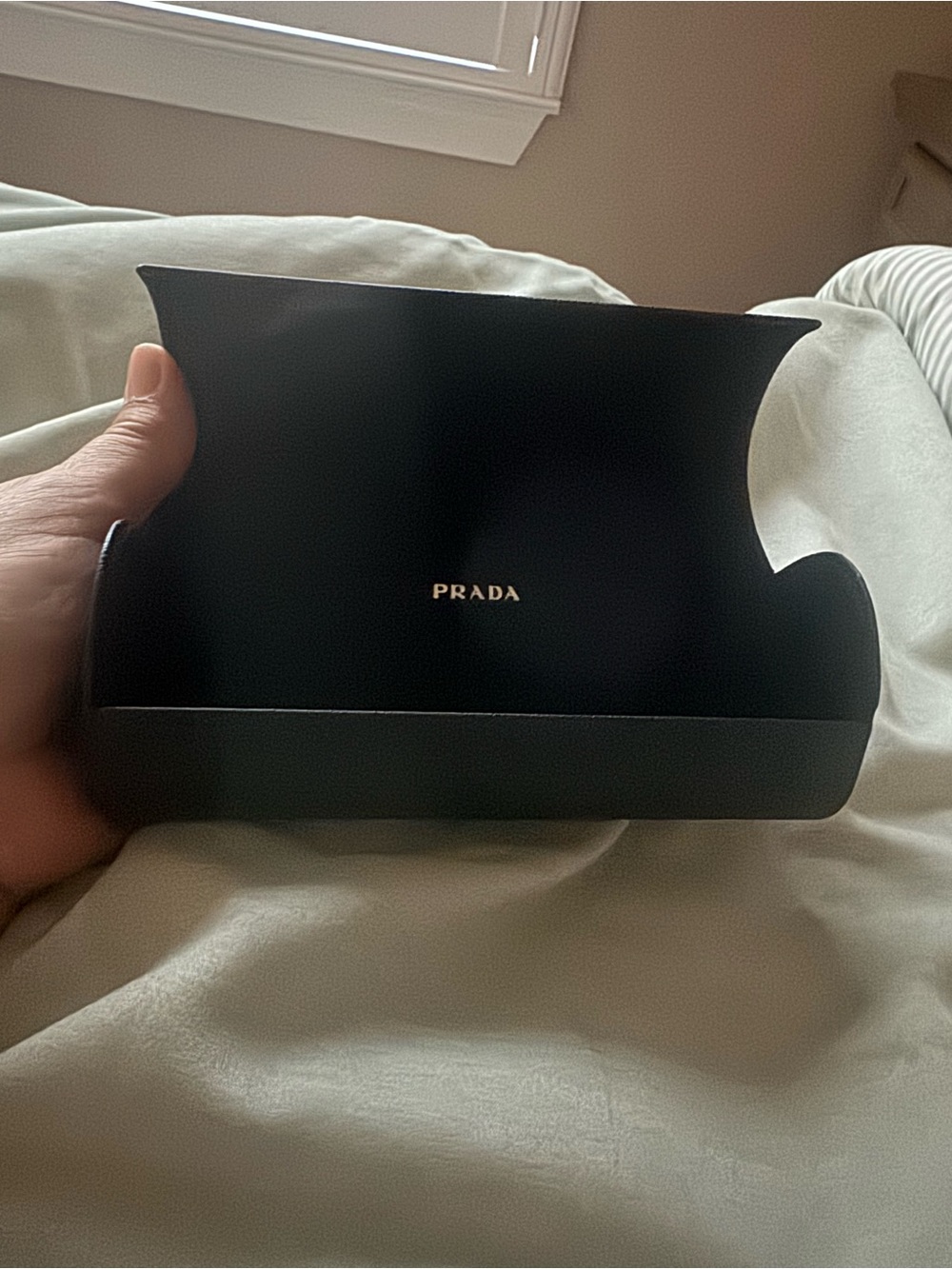 Prada Black Textured Leather Glasses Case
